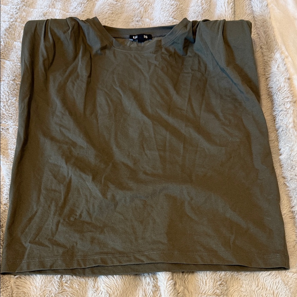 Express Olive Green Tank Top with shoulder pads